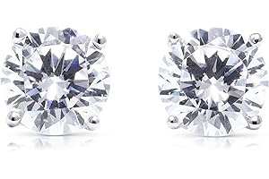 CLEVERFOX UNLIMITED Diamond Earrings For Women, Diamond Stud Earrings For Men, 14k White Gold 1ct - 2 carat Princess, Heart, Round Cut Screw Back Earrings VVS1 D-E Color [Simulated Diamond] Fox Jewelry Co
