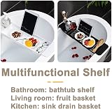 Expandable Bath Shelf Caddy Tray White Multifunctional Plastic view 2