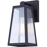 Canarm Coralea 1-Light Outdoor Lantern, 10-Inch Black Wall Mount with Seeded Glass, Modern Durable Weather-Resistant Lighting