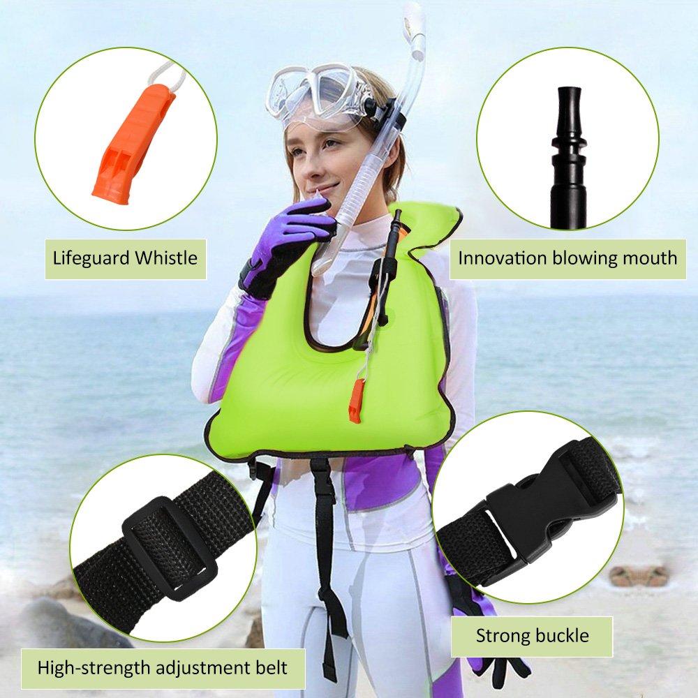 barsone Snorkel Vest Portable Inflatable Life Vest Safety Jackets for Adults