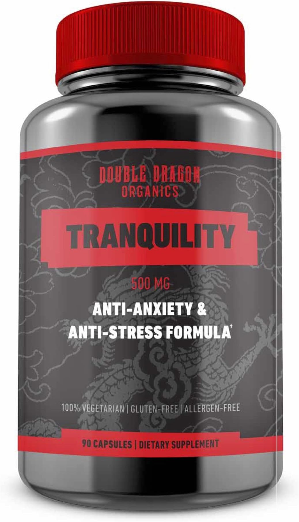 Anti Anxiety Stress Support Supplement for Anxiety Relief, Mental Focus, Memory, Cognitive Function, Reduce Stress by Increasing Serotonin Without Feeling Tired - Double Dragon Organics - XL