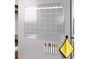 Acrylic Magnetic Dry Erase Calendar for Fridge Clear Monthly Whiteboard Planner Erasable Planning Board White 40" x 30" cm / 