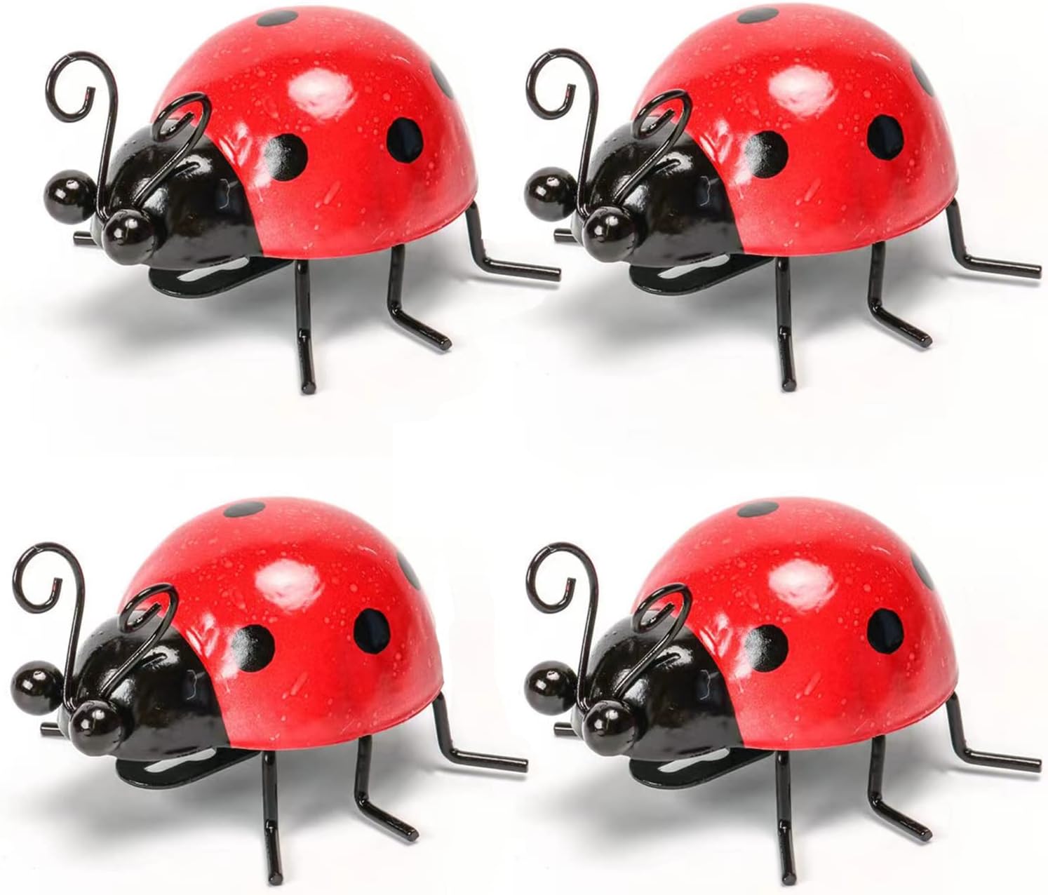 Plaques & Wall Art - Cruis Cuka Metal Garden Decor for Outside Cute Ladybugs Yard Art Lawn Ornaments Wall Sculptures & Statues Outdoor Fence Decorations for Patio - Set of 4
