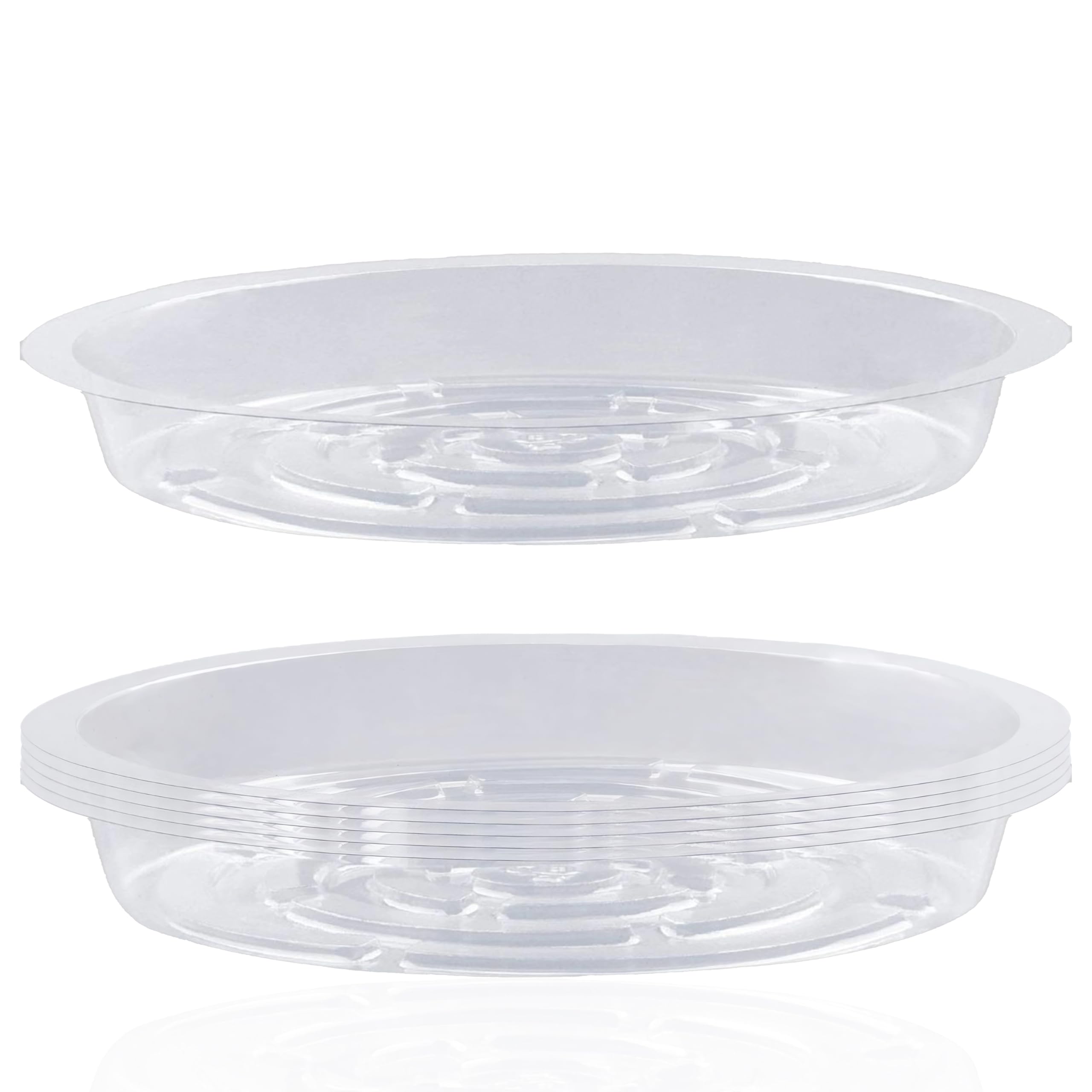 Photo 1 of 6 Pcs Plant Saucer, 10 Inch Plastic Plant Trays Flower Pot Saucers, Clear Plant Saucer Drip Trays for Indoor & Outdoor Plants, Round