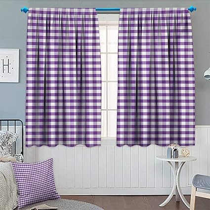 Amazon Com Anhounine Checkered Tablecloth Blackout Curtain Purple
