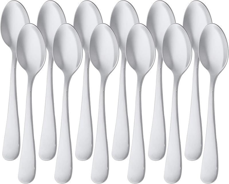 Cucharilla de café de acero inoxidable con borde redondo, 13,3 cm, paquete de 12