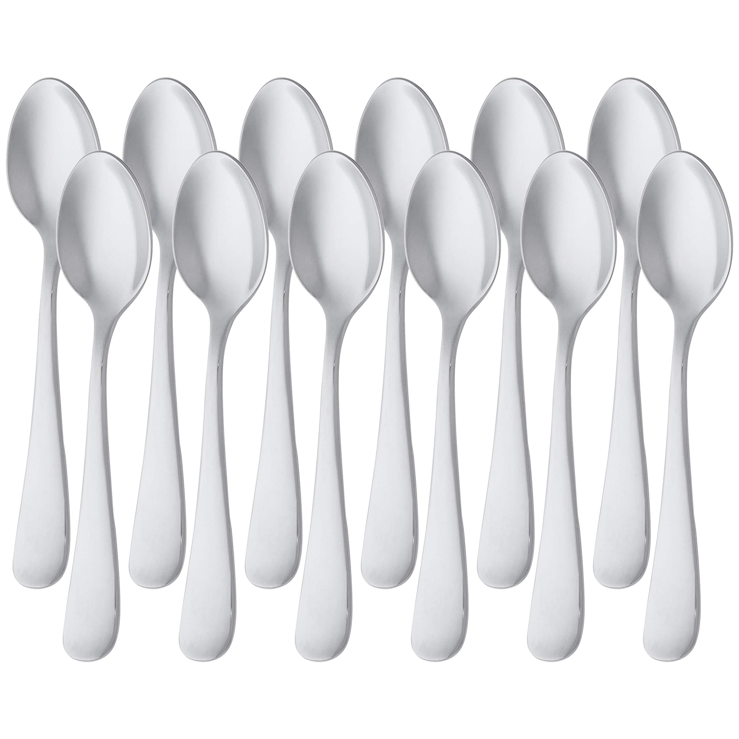 Amazon Basics Stainless Steel Coffee Spoon with Round Edge, 13.3 cm, Pack of 12, Silver