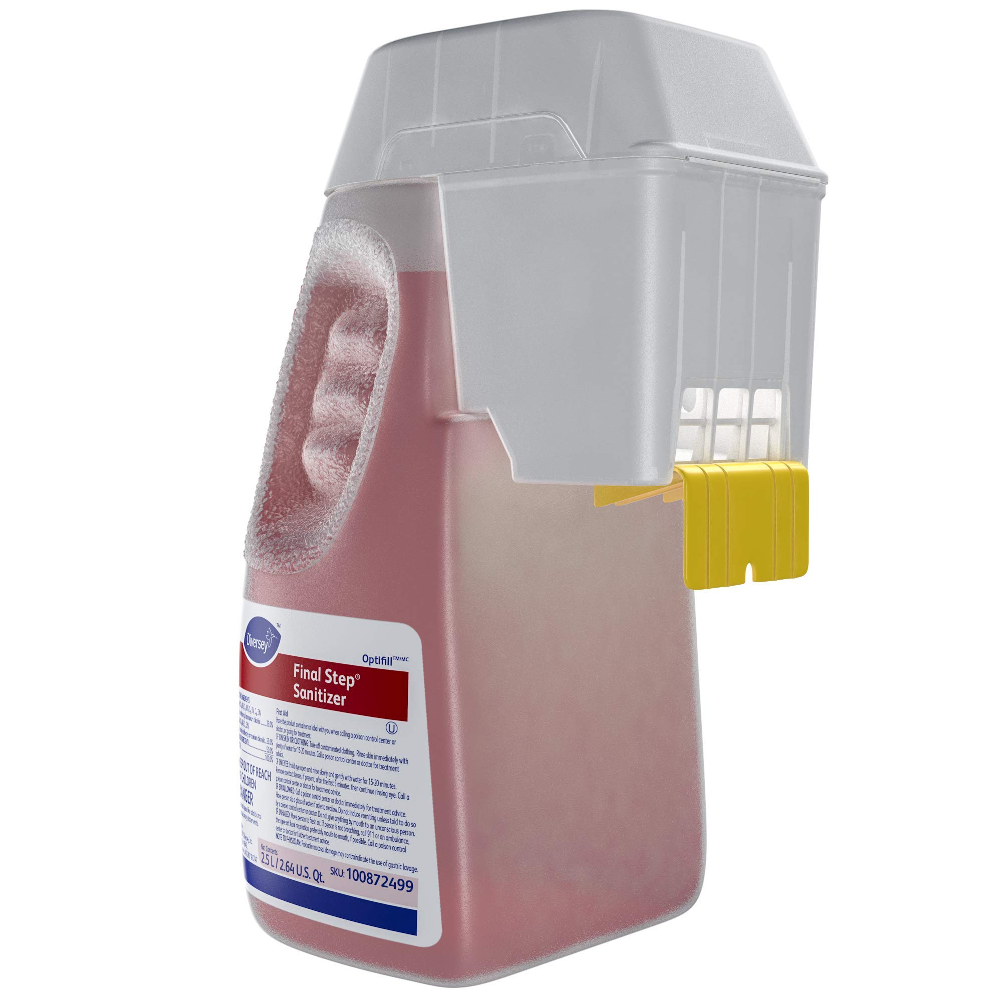 Diversey 101105267 Final Step Sanitizer, No Rinse Food Contact Sanitizer for Dishes, Utensils & Equipment, Unscented, Concentrate Optifill, 2.5-Liters