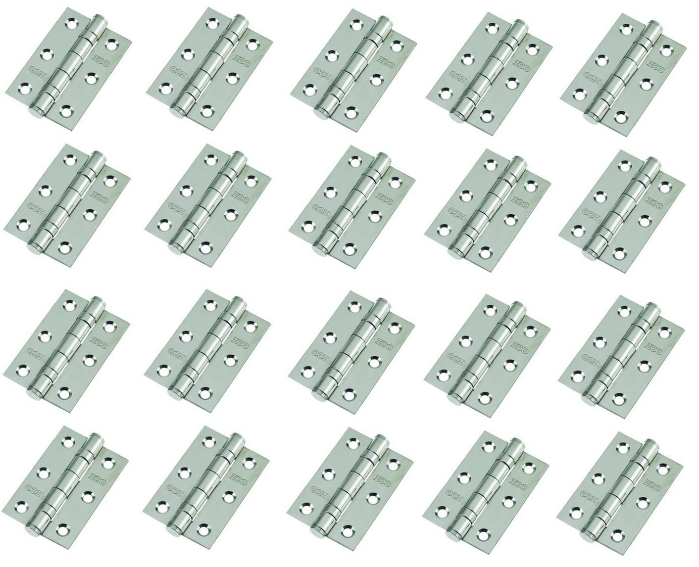 10 Pairs of Door Hinge 3" 75mm Ball Bearing Hinges Polished Chrome Suit Internal Doors Pair (10)