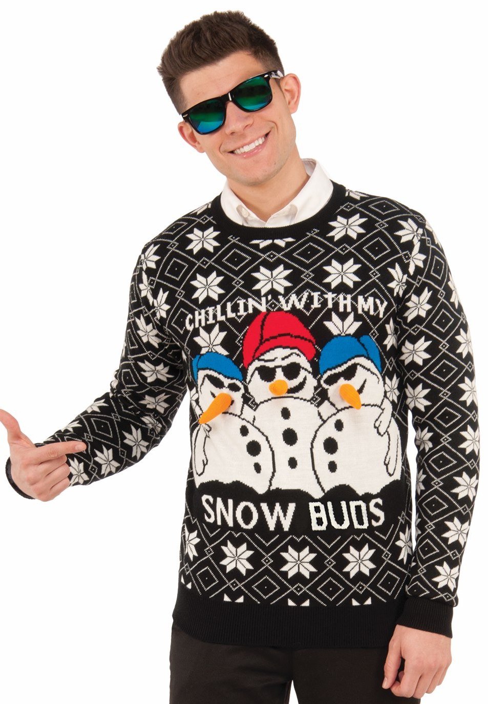 Forum Novelties Adult Snow Buds Ugly Christmas Sweater, As Shown, X-Large, As Shown, XL
