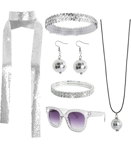 Amazon.com: XEPST 4 PCS 70s Disco Costume Accessories Set  display picture 1