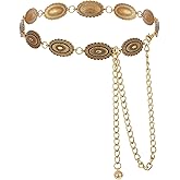 Western Chain Belt for Women, Bronze Western Concho Chain Belt Western Cowgirl Chain Belts Adjustable Metal Belts for Dresses Jeans Country Concert Outfit