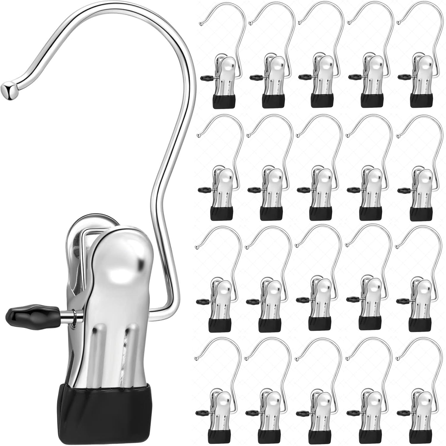 Skroad 20 Pack Hanging Clip, Stainless Steel Boot Hanger for Closet Organizer, Clothes Pins Laundry Clip for Hanging Jeans, Pants, Towel, Hat, Wigs, Sock, Blanket, Rugs, Scarves