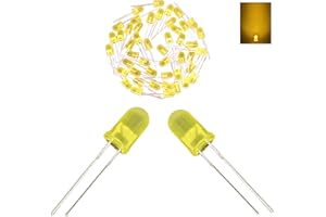 KKEANIC LED Diode Light, 5mm 120 PCS, Emitting Lighting Bulb Lamp, DC 2.0V 20mA,Sigle Lamps Power light decorative lamp floodlight (Yellow light -Yellow Diffused Lens)