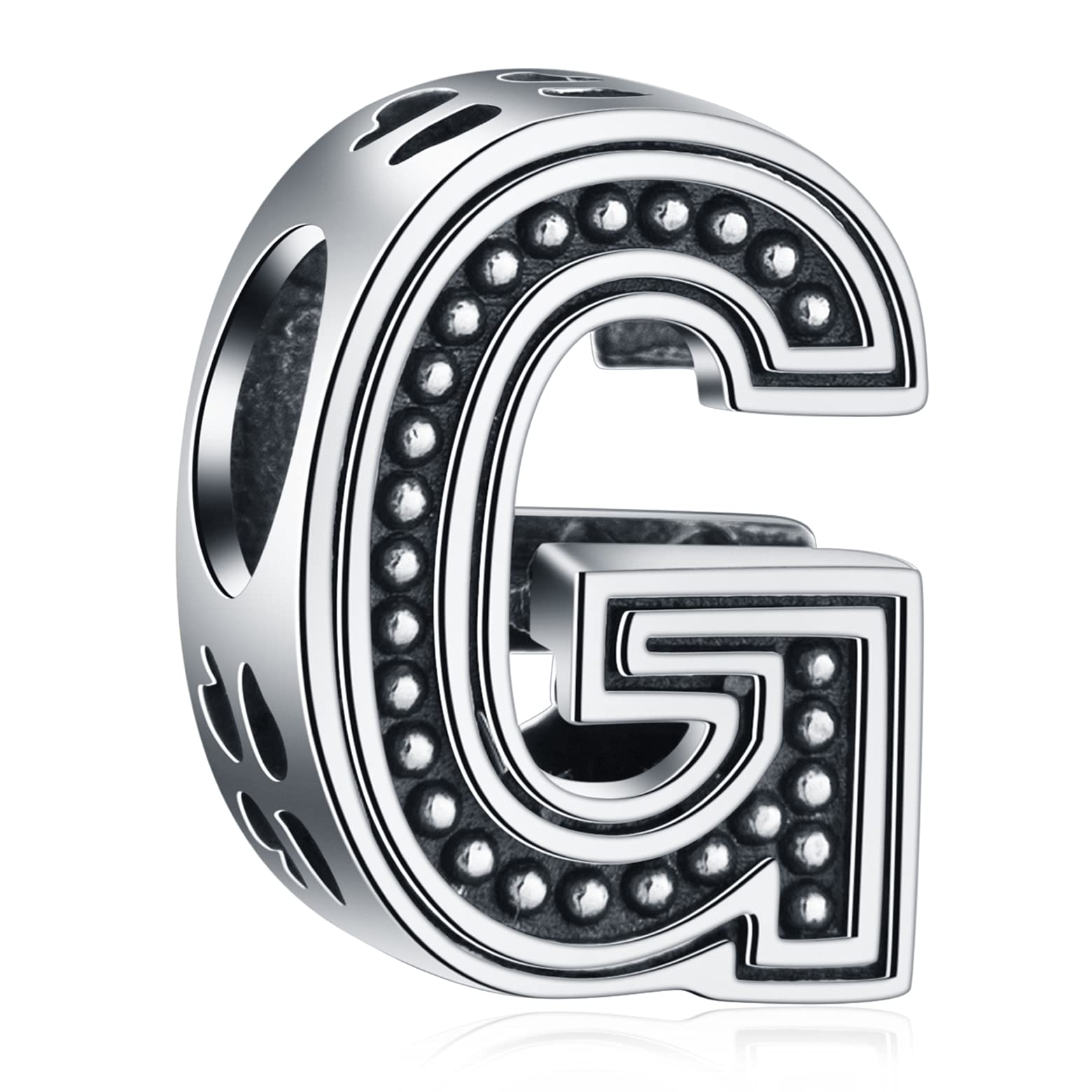Letter G Charms, Initial G Alphabet Beads in Vintage 925 Sterling Silver, fits Pandora Moments Bracelet, Gift for Graduation/Grandma/Grandkids