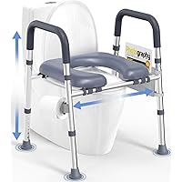 HOMLAND Toilet Seat Risers for Seniors,Raised Toilet Seat with Handles & Padded Seat, Adjustable Height & Width, 400lb Elevat