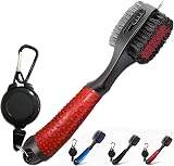 Finger Ten Golf Club Cleaner Brush Dual Head Retractable Groove Cleaner Red