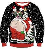 uideazone Unisex Ugly Christmas Sweater 3D Printed Funny Crewneck Pullover Sweatshirts for Xmas Party Celebration
