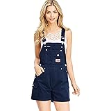 thumbnail interactive-video image 1 of Revolt Women's Twill Short Overalls - Classic Juniors Denim Shorts With Multi-Pocket Bib 1 of 10