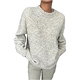 Floerns Women's Lightweight Crew Neck Knitted Sweaters Long Sleeve Fall Outfit Pullover Tops