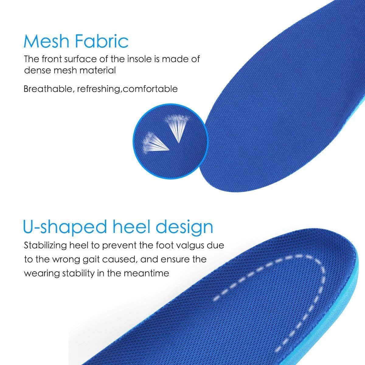 HLYOON PU Arch Support Sports Insoles/Inserts-Shock Absorption and Cushioning, Unisex, Size 7-10, 1 pair