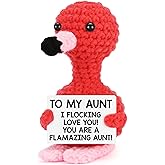 BdayPtion Aunt Birthday Gifts from Niece Nephew, Easter Gift Mothers Day I Love You Auntie Gifts, Best New Aunt Ever Gift, Funny Handmade Crochet Animals Flamingo Decoration to My Auntie Present