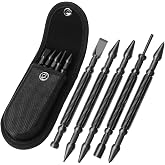 TYRWEEY 5pc Nail Setter, Center Punch, Hinge Pin Removal Tool, Cold Chisel | All-in-One, Heat-Treated Carbon Steel, Rust-Resistant, Impact-Resistant, Ergonomic Comfort-Grip, Spring-Loaded, Hammerless