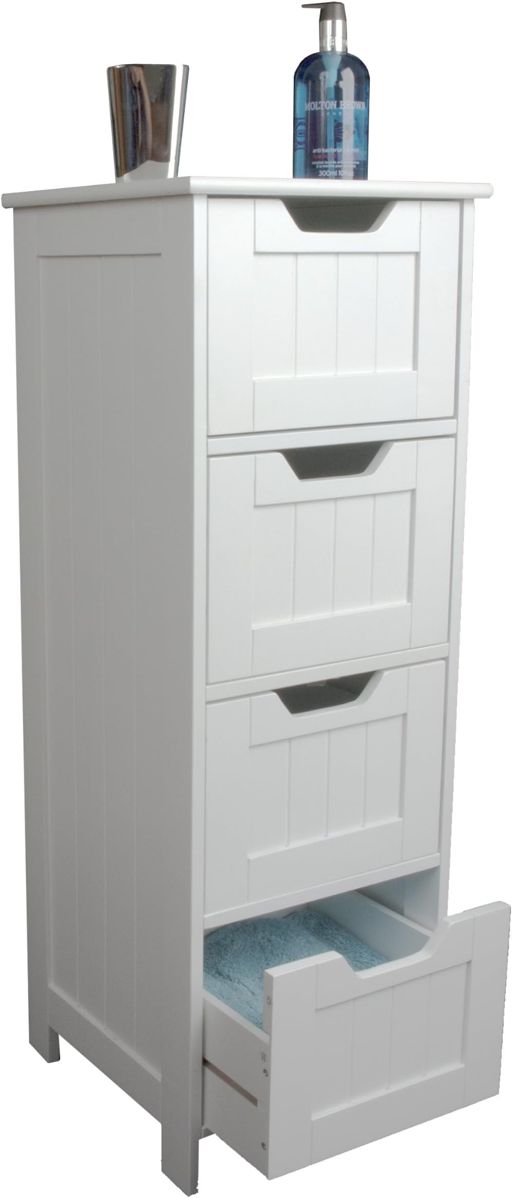 Bathroom Cabinet Storage - Slim Design Drawer Unit, White Wooden and Freestanding, suit Bedroom, Living and Hallway - Sennen range by Elegant Brands