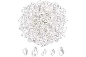LUEYAO Crushed Small Tumbled Chips Crystal Quartz Stones Irregular Shaped for Vase Filler Aquarium Plants home Decoration Jewelry Making 1 LB