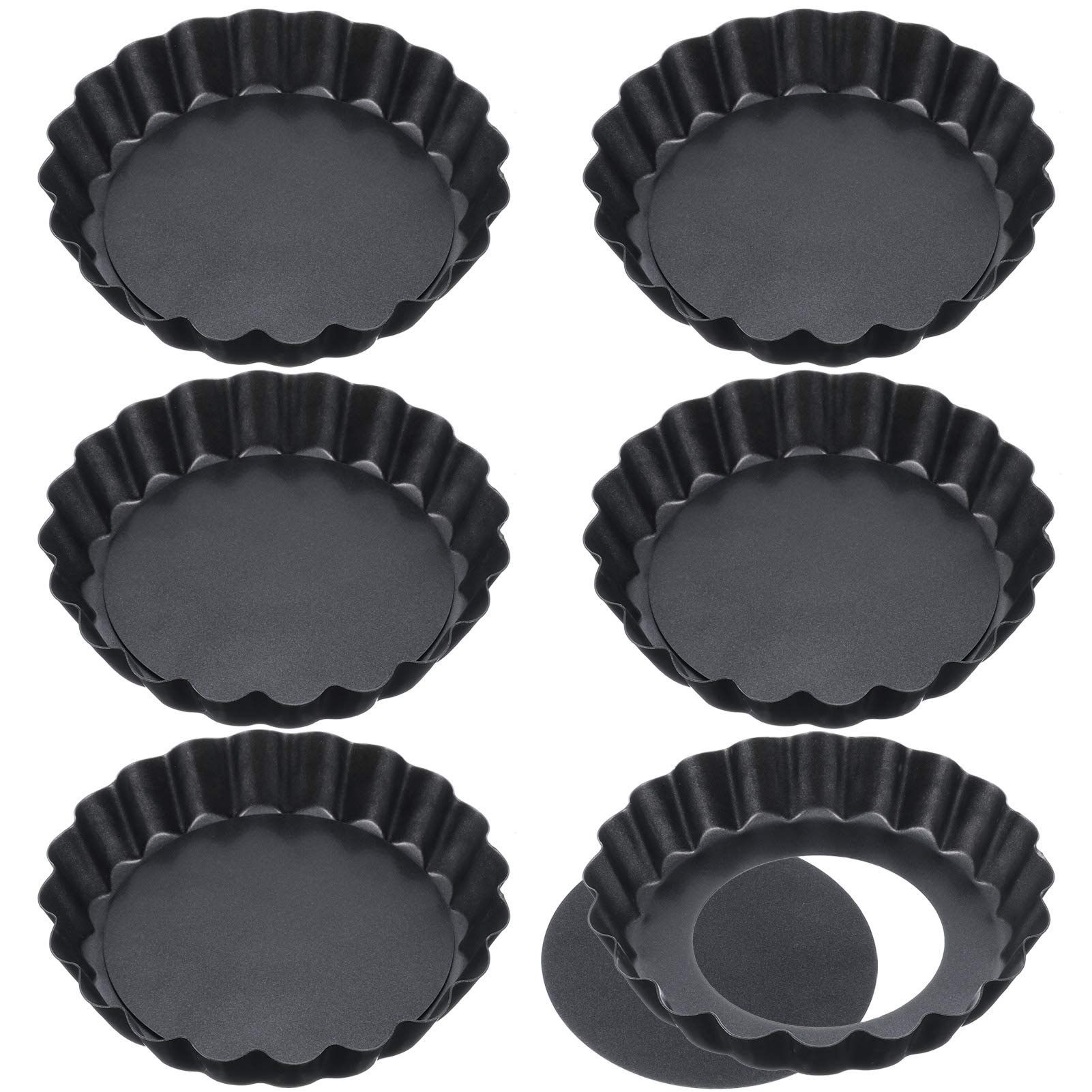 FANTESI 6 Pack Non Stick 4 Inch Quiche Pans Removable Bottom Mini Tart Pans Tart Tins Cases Loose baseTart Mold Cheesecake Pan Tart Mold