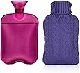 Samply Hot Water Bottle- 2 Liter Water Bag with Knitted Cover,Transparent Purple