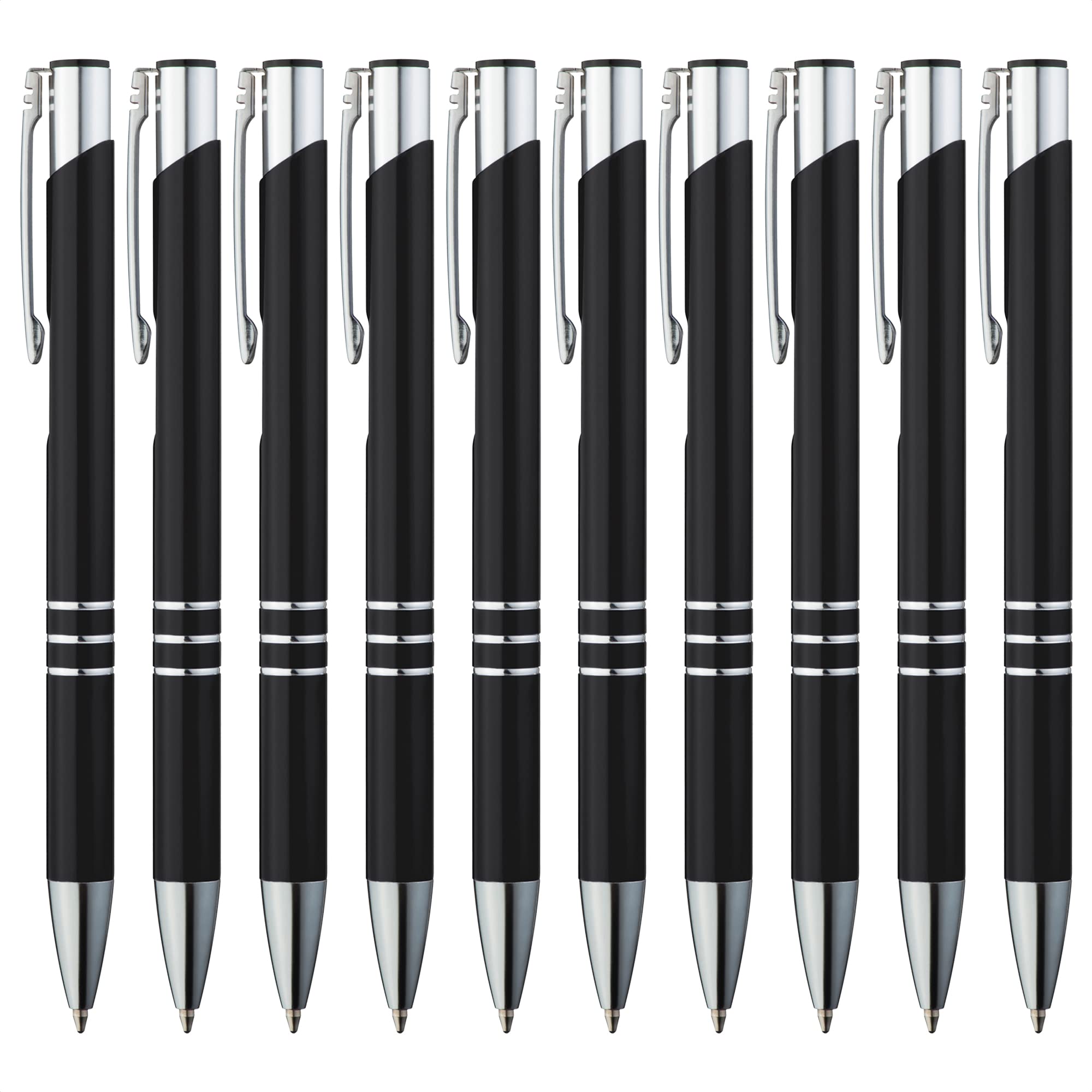 GIMEI® Metall Kugelschreiber 10 Stück | Premium Set Hochwertig für Einfaches & Weiches Schreiben | Blauschreibender Kulli Schwarz als Optischer Hingucker 8
