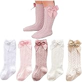 Taous Assam Baby Girls Knee High Socks Toddler Bow Mesh Long Stockings Infants Thin Socks For Spring Summer