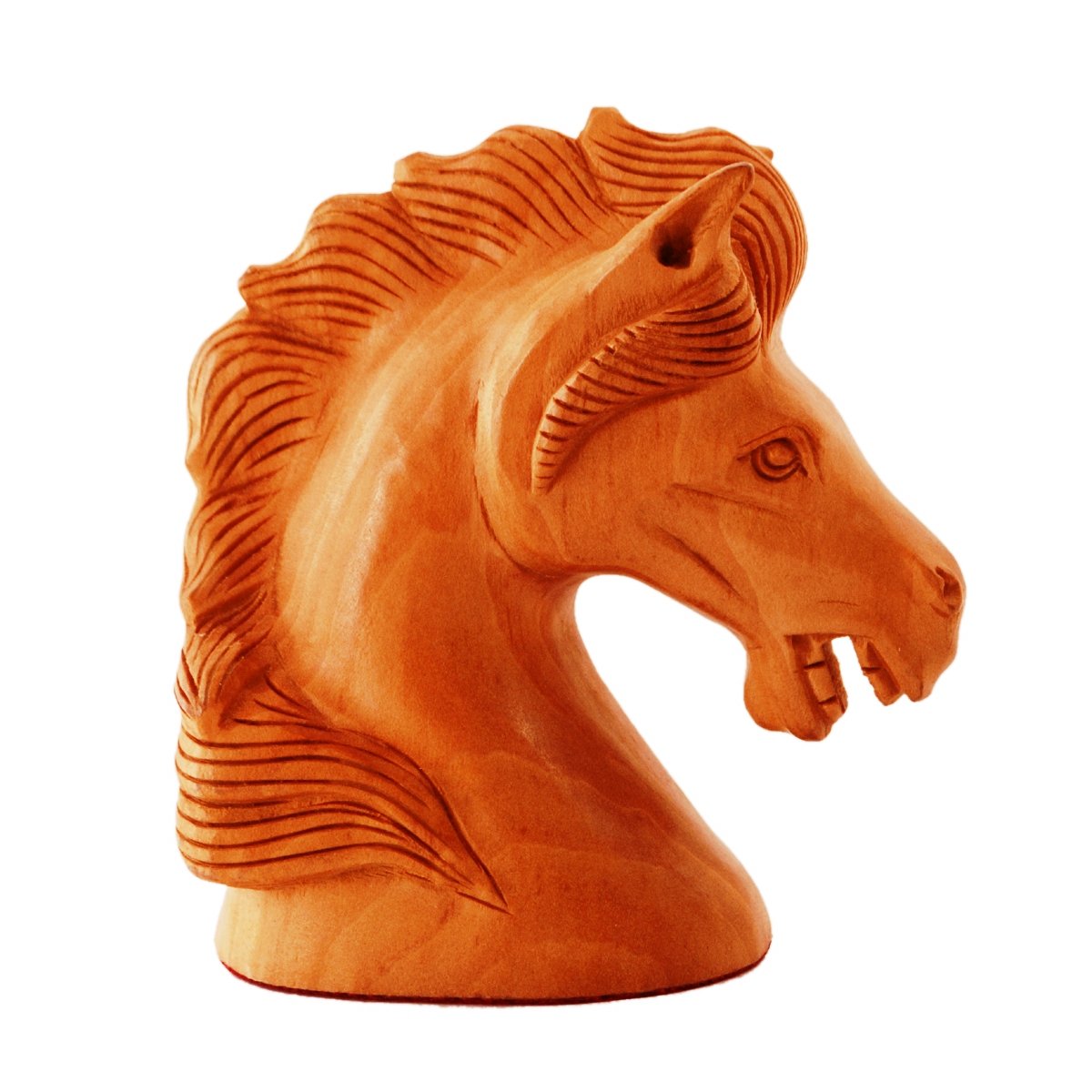 Purpledip Wooden Carved Horse Bust; Miniature Idol for Table Tops, Showpiece, Indian Gift (11259)