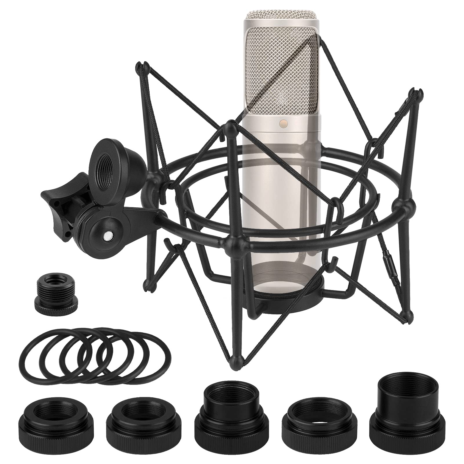 Geekria for Creators Microphone Shock Mount Compatible with Rode NT-USB, NT1-A, NT2-A, NT1000, NT2000, Procaster, Mic Anti-Vibration Suspension Adapter Clamp Mic Holder Clip (Black/Metal)