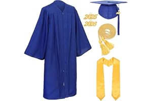 D DODOU Unisex Adult Matte Graduation Cap and Gown Set with Honor Cord Gold Stoles for College School Bachelor Graduates