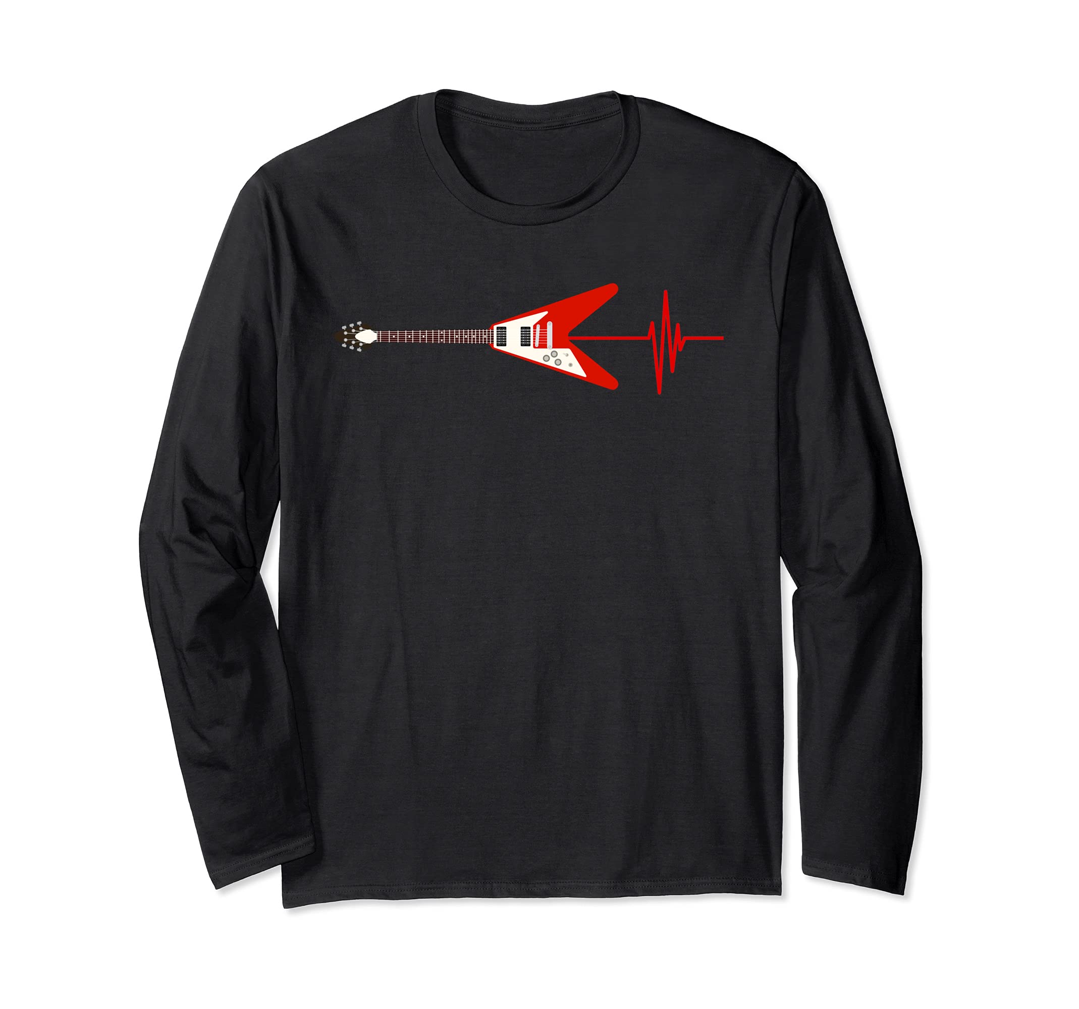 Electric Guitar Player Heartbeat Guitarist Musician Guitar Long Sleeve T-Shirt