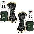 echosari [2 Pack Battery Operated Christmas Lights 16ft Green Wire 50 LED Fairy String Light with Remote, Timer, 8 Modes, Dimmable for Indoor Outdoor Xmas Tree Wedding Party Decoration (Warm White)