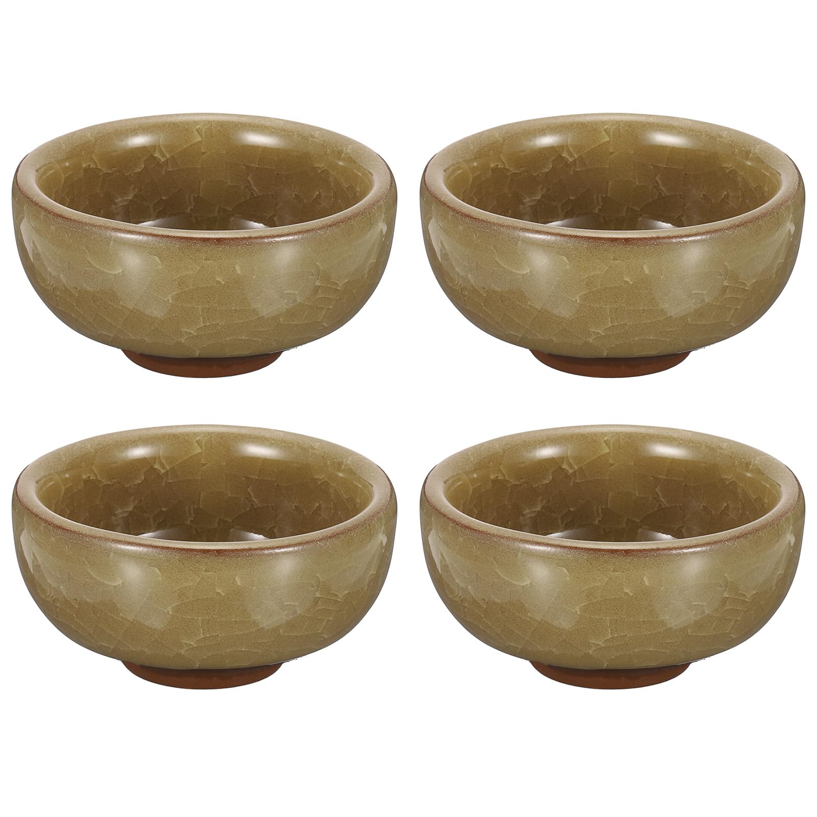 PATIKIL Chinese Calligraphy Ink Dish, 4 Pcs Painting Brush Rest Dish Multifunctional Japanese Ceramics Ink Water Plate for Calligraphy, Painting, Art Supplies, Yellow