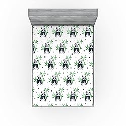 Ambesonne East Fitted Sheet Set, Cartoon Panda