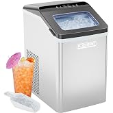 Iceman Pebble Ice Machine, Countertop Nugget Ice Maker Produces Chewable Pellet Ice in 20 Minutes, Makes 33lbs/Day, with One-Touch Cleaning Function and Ice Scoop/Basket Included &ndash; Stainless Steel