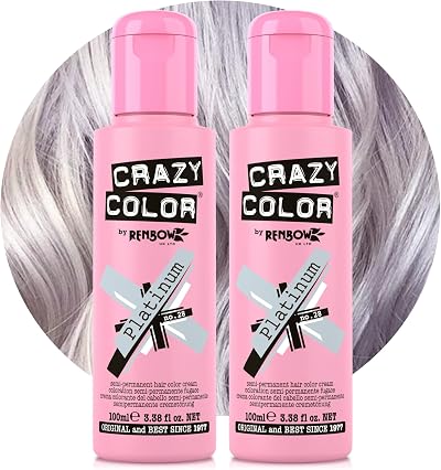 Crazy Color Metallic Platinum Semi-Permanent Duo Hair Dye Purple Toner 200ml