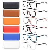 BLOEXCLU 6 Pack Reading Glasses for Men Sports Style Blue Light Blocking Readers with Spring Hinge Women Eyeglasses