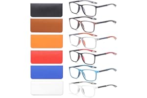 BLOEXCLU 6 Pack Reading Glasses for Men Sports Style Blue Light Blocking Readers with Spring Hinge Women Eyeglasses