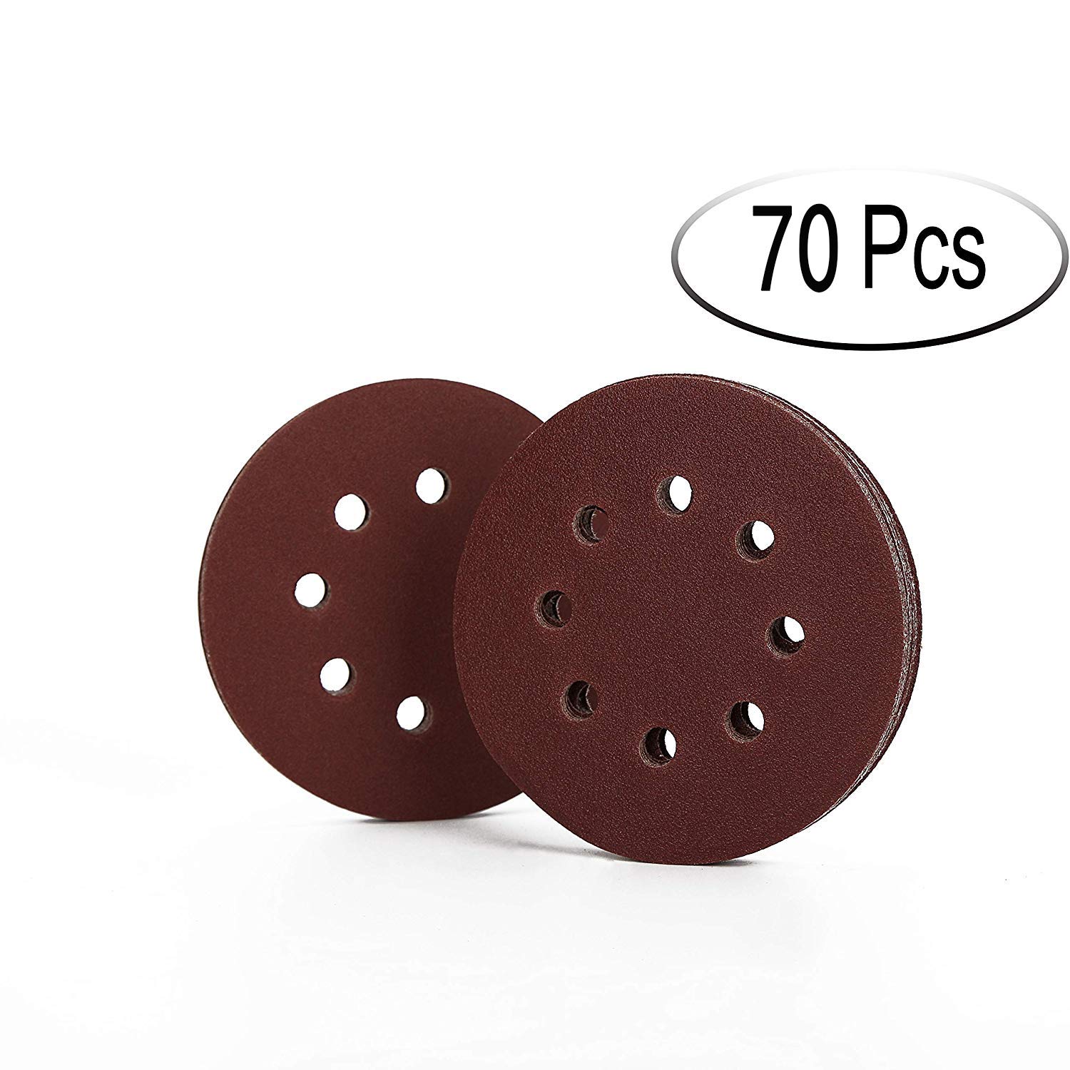70pcs 5 Inch 8 Hole Sanding Disc Assorted 40 60 80 120 150