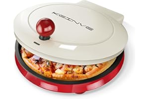 KEINVE 1000W Pizza Maker, 2-in-1 Indoor Griddle and Pizza Cooker, 8.5" 180° Open Nonstick Plate for Quesadilla, Panini, Crepe