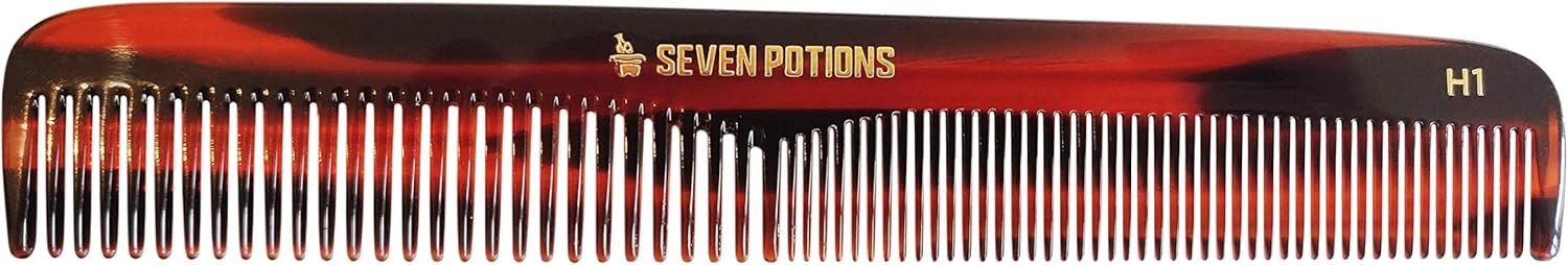 Seven Potions Hair Comb - Fine and Coarse-Tooth Comb for Men's Hair, Beard & Moustache - Handmade (18 cm / 7.1 inch) - Image 5