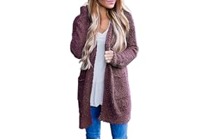 MEROKEETY Women's Long Sleeve Soft Chunky Knit Sweater Open Front Cardigans Outwear Coat