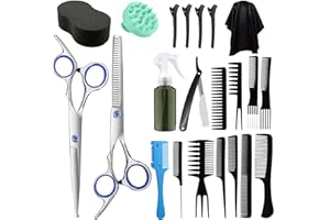 Hair Cutting Scissors Kit, SOFYE 23PCS Professional Stainless-Steel Thinning Shears Set for Home Baber Salon Women Men Kids Hairdressing Haircut (Blue)