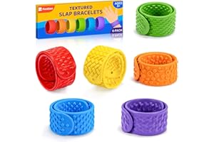 PURAEASE Textured Slap Bracelets - 6PC Silicone Sensory Fidget Toys for Kids, Teens & Adults - Calming Tools for Autism, ADHD, Anxiety & Stress Relief - Ideal for Classroom Rewards & Stocking Stuffers Gifts